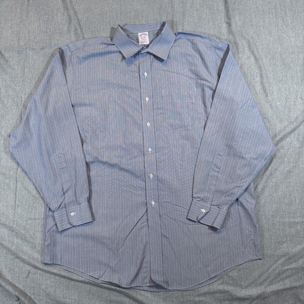 Brooks Brothers Shirt Mens 17.5 35 Madison Non Iron Dress Classic Fit Stripe